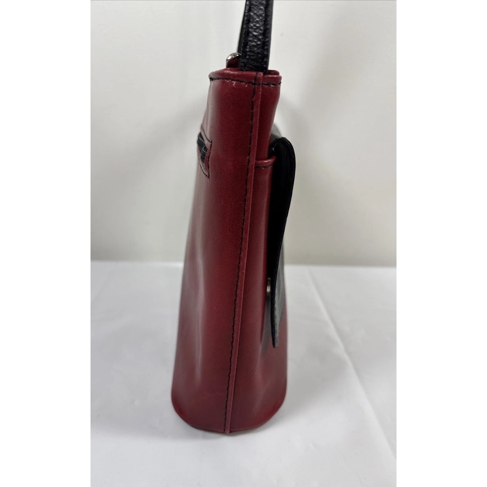 Vera Pelle Genuine Leather Made in Italy Colorblock Red/Black Crossbody Bag RARE - Picture 4 of 15